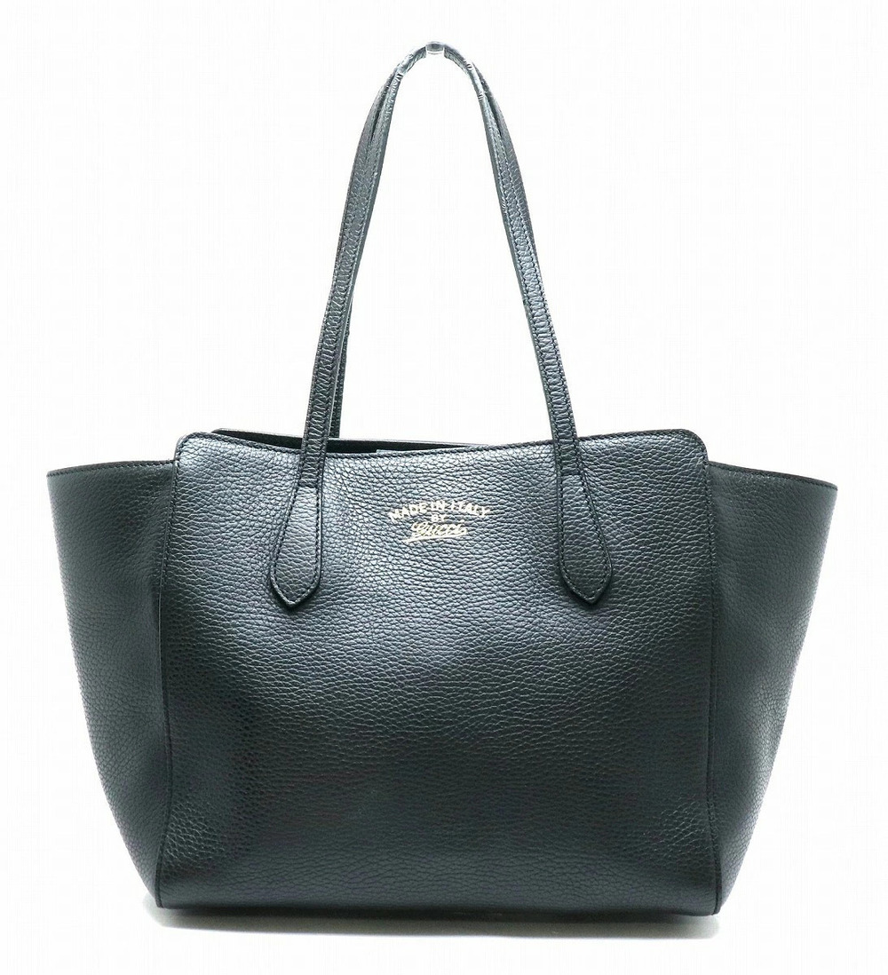 Gucci Swing Tote Bag Shoulder Carry Leather Black